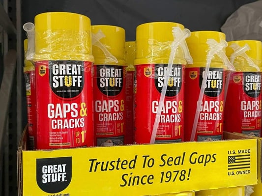 A case of popular can foam, specific to Gaps & Cracks, from the Great Stuff brand.
