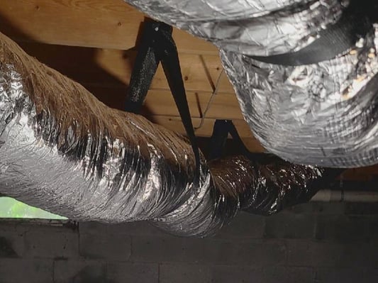 HVAC ductwork running through a crawl space in Pennsylvania.