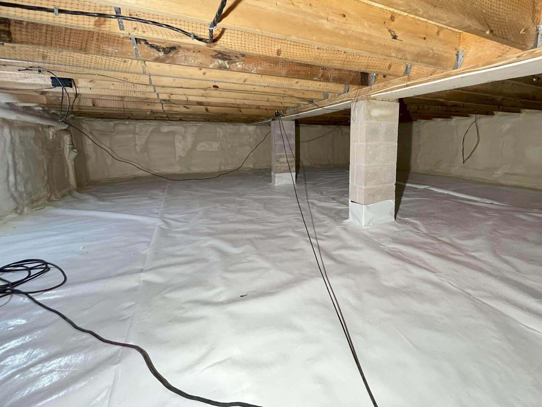 A crawl space encapsulated by South Central Services in Pennsylvania.