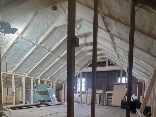 An encapsulated attic with closed cell spray foam installed on the roof.