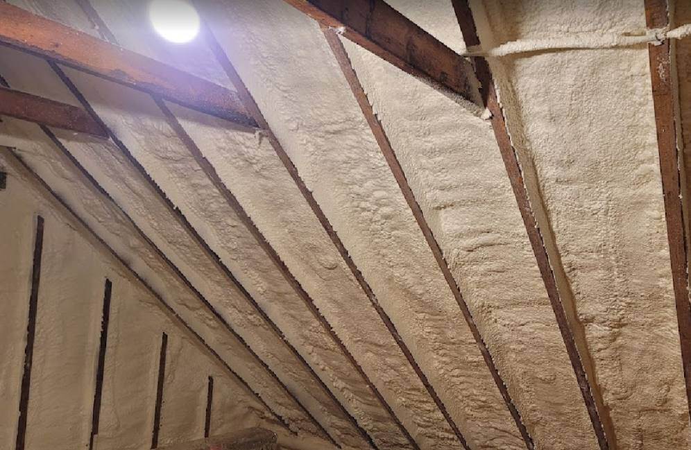 An attic encapsulated with closed cell spray foam in Chambersburg, PA.